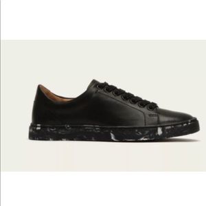 Frye Ivy low lace black leather marble sneakers 9